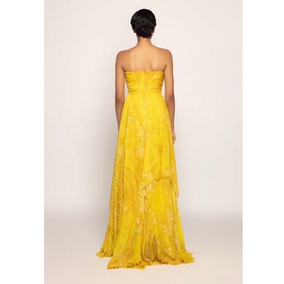Saaksha & Kinni Bandhani Strapless Yellow Gown NWT Formal Maxi Dress XS - Picture 2 of 12